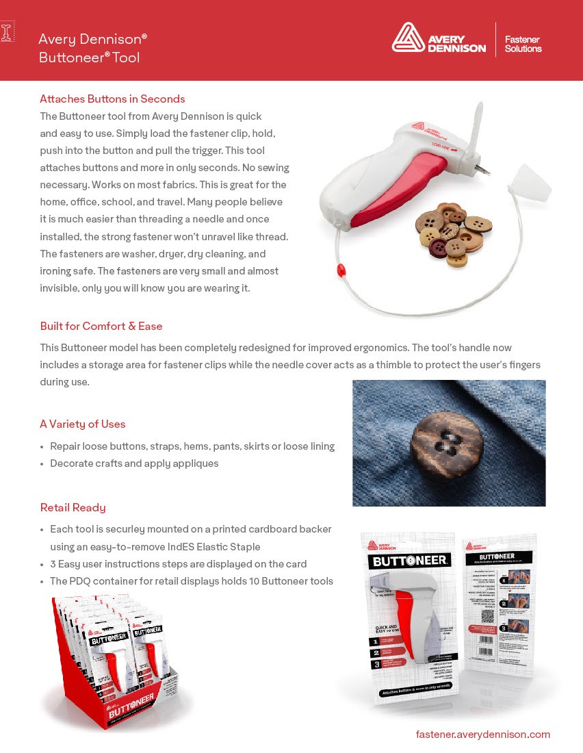 Avery Dennison Buttoneer® Fastening System Avery Dennison Fastener
